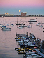 Harvest Moon Over Boston Harbor